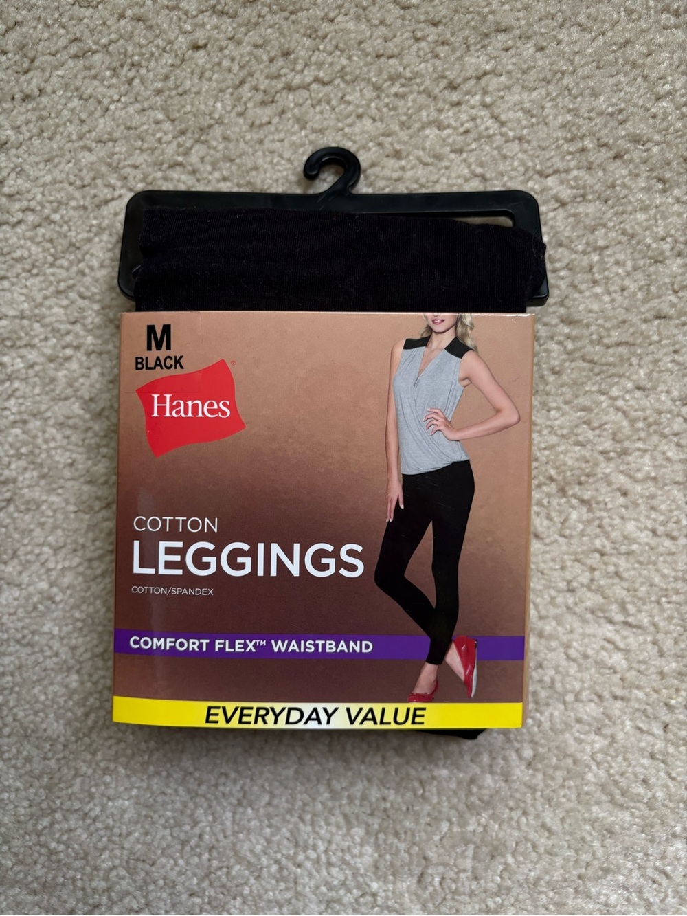 NEW Hanes Women’s Black Cotton Leggings - Comfort Flex Waistband